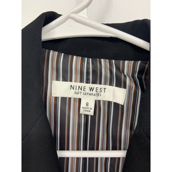 Nine West Suit Separates Classic Black Stretch Blazer Quilted with Pockets Sz 6 - Picture 2 of 6